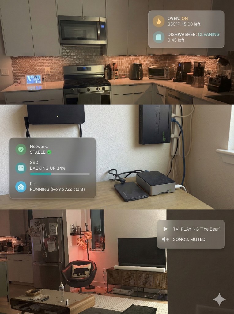 Kitchen appliances, network and Home Assistant, living room entertainment: one smart home